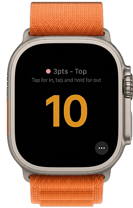 Shoot a Hoop on Apple Watch mid-session, showing a running shot count