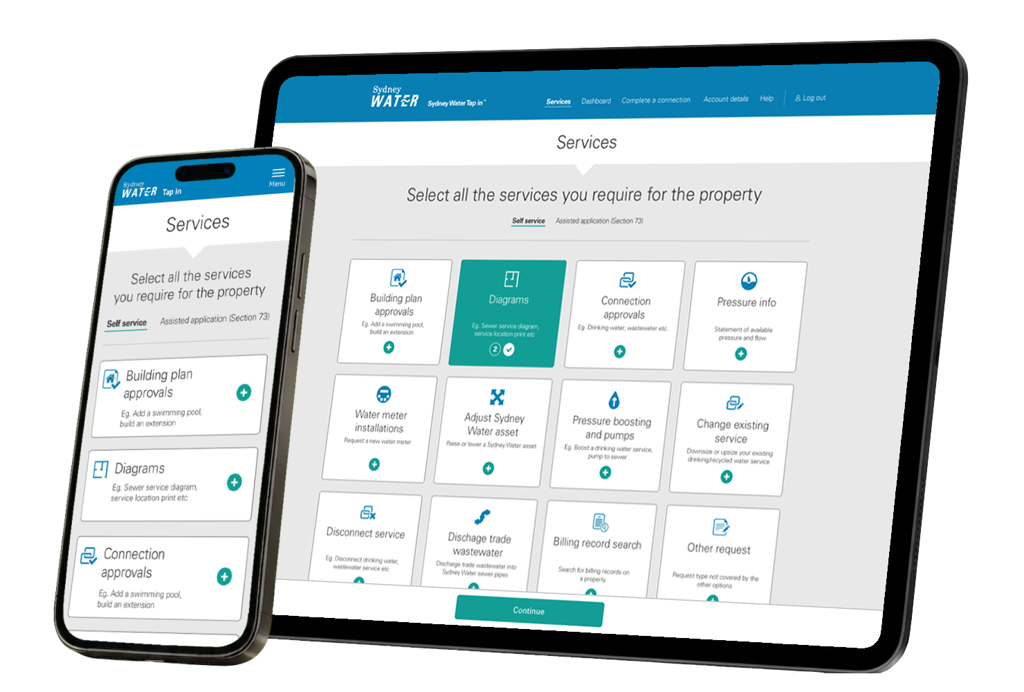 Sydney Water Tap in portal across mobile and desktop