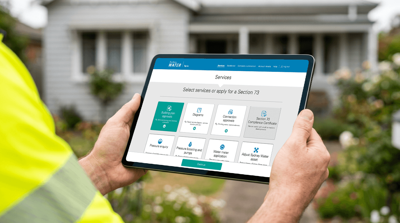 Customer using the redesigned Sydney Water portal on a tablet