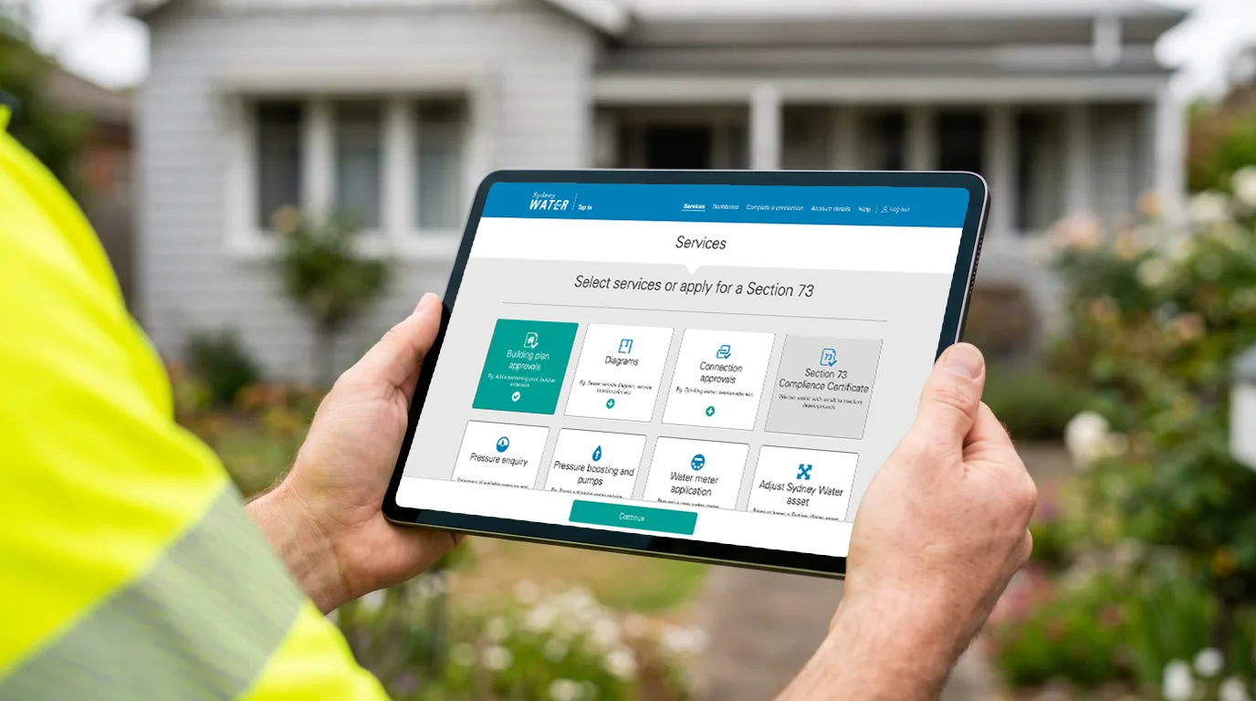 Customer using the redesigned Sydney Water portal on a tablet